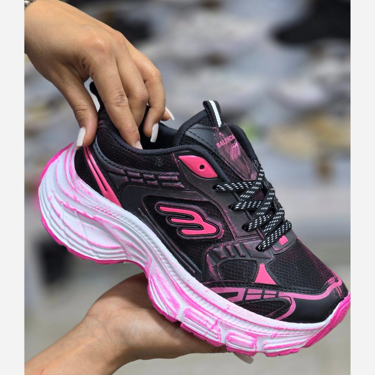 کفش اسپرت دخترانه و زنانه بالنسیاگا لژ بلند مشکی صورتی سایز 37 تا 40