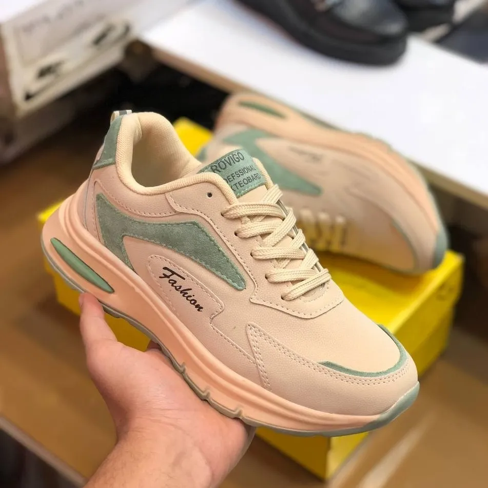 کفش چرم زنانه مدل رامینگو کرم سبز