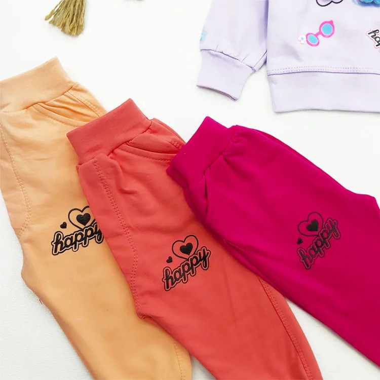 بلوز شلوار دخترانه طرح سه گل جنس پنبه ای کد 10664
