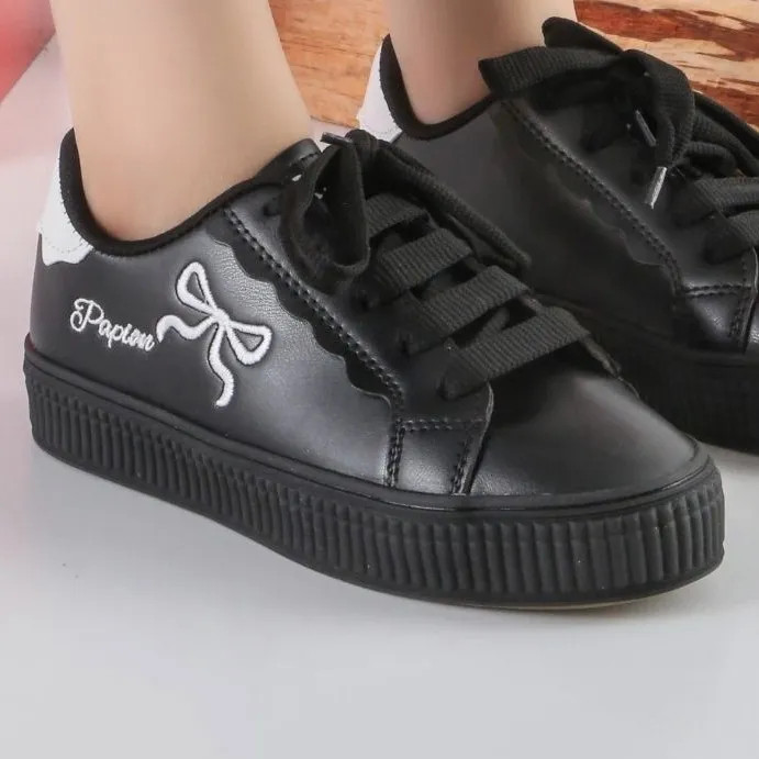 کفش اسپرت ونس دخترانه مشکی پاپیون دار مناسب پیاده روی