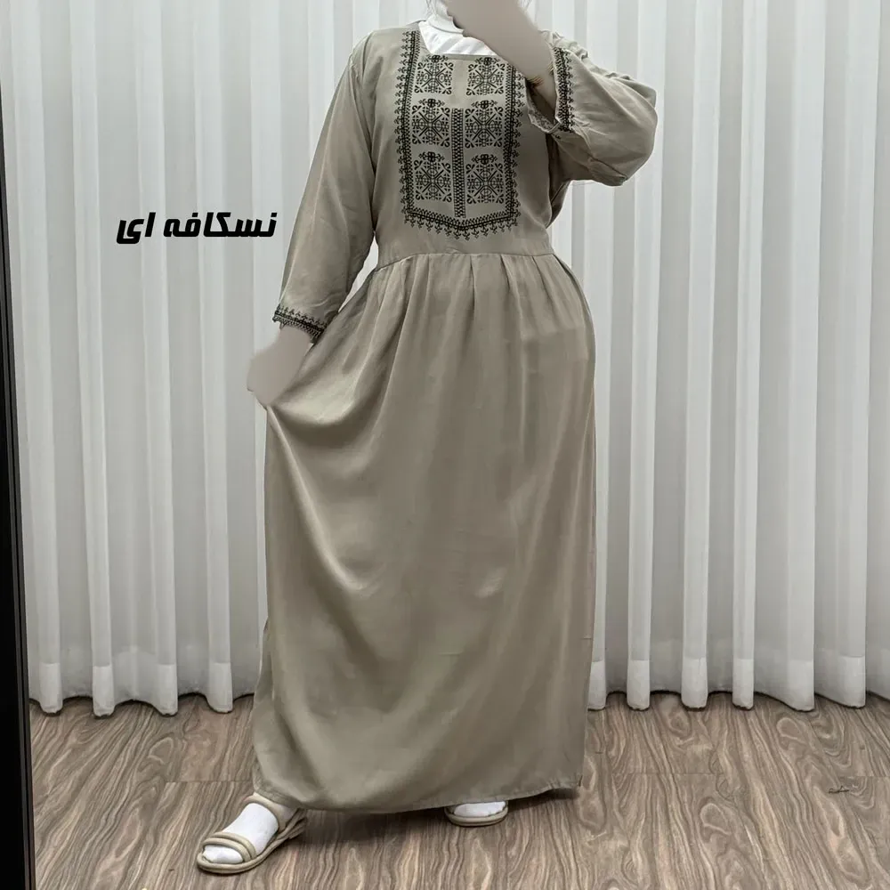 پیراهن ساحلی نخی زنانه مدل ساره 2 کد 1756 فری سایز با کمربند