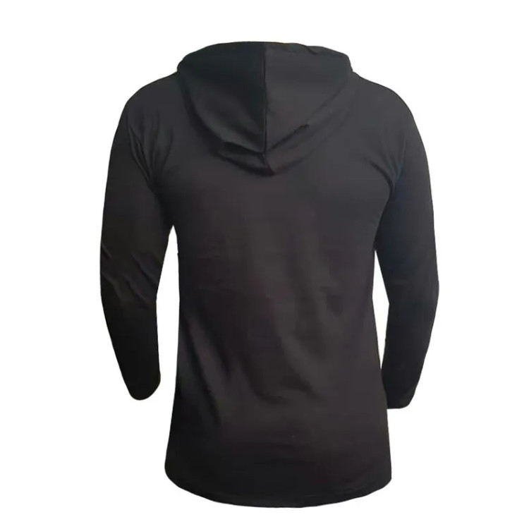 تیشرت آستین بلند مردانه طرح ادیداس کلاه دار مدل R4779 جنس نخ اعلا زرد مشکی