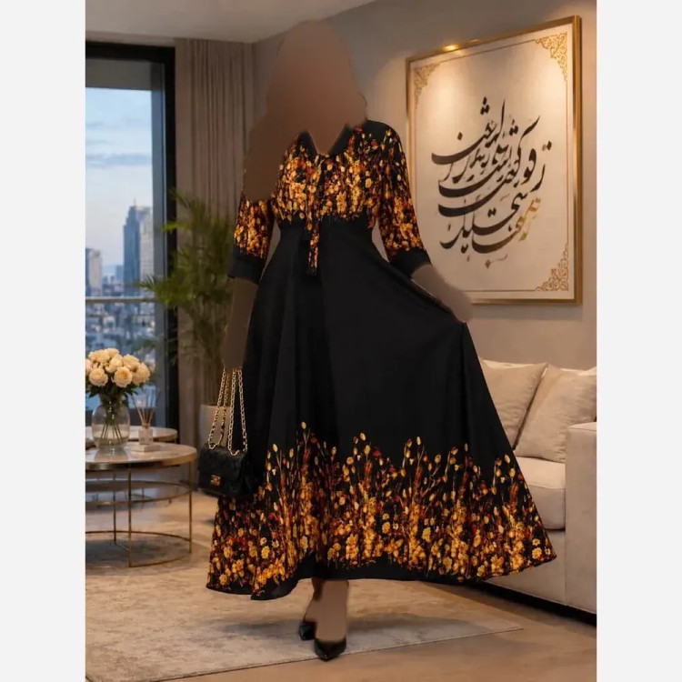  پیراهن حاشیه دار گندم t8050