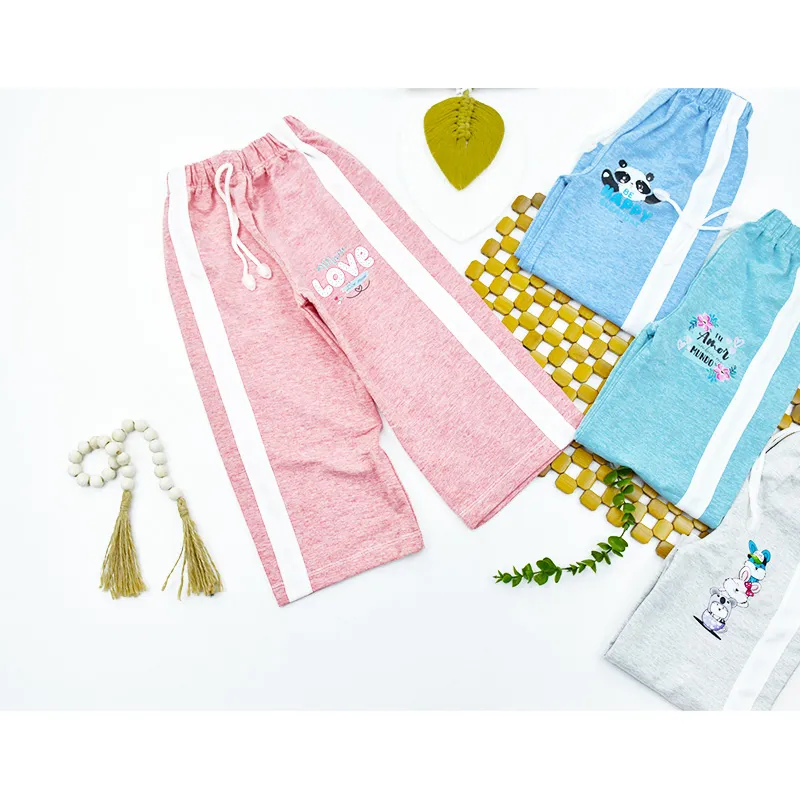شلوار بگ دخترانه طرح LOVE سایز 4 تا 6 سال پارچه ملانج