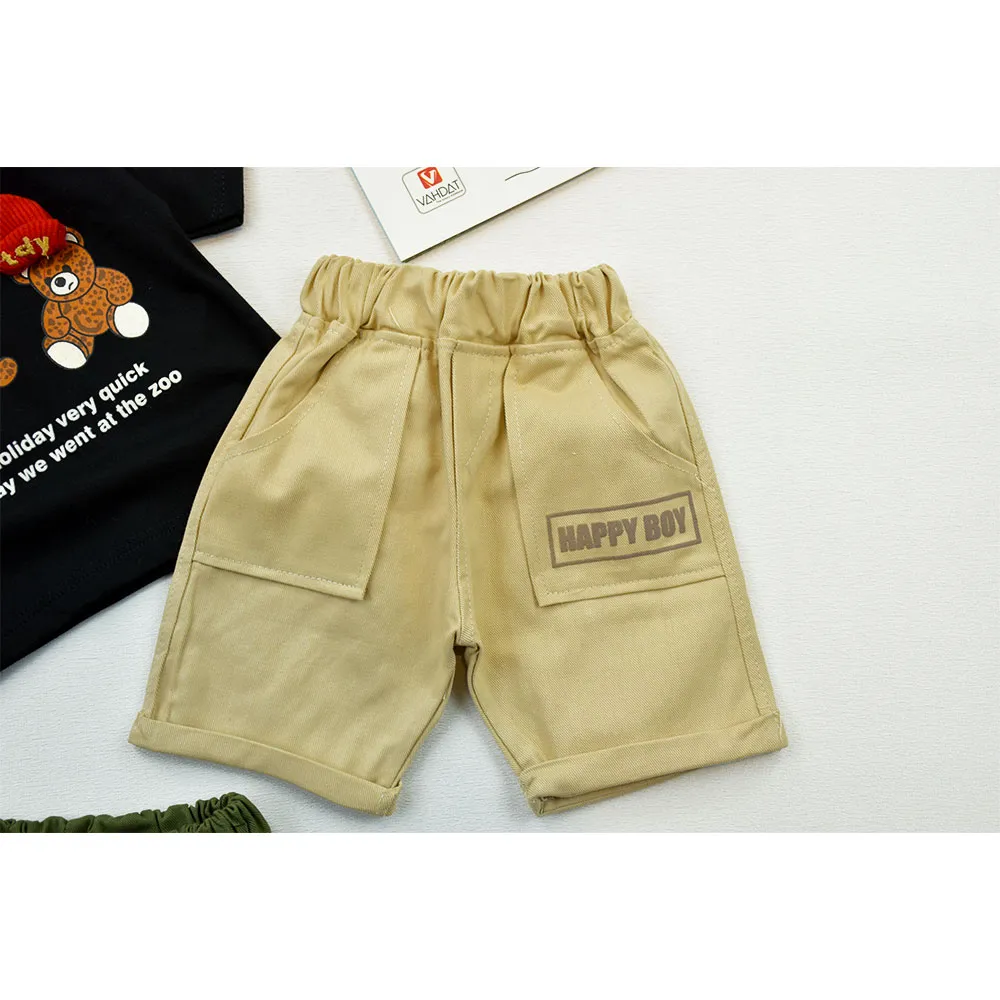 ست تیشرت و شلوارک پسرانه طرح سه خرس کلاه دار رنگ مشکی