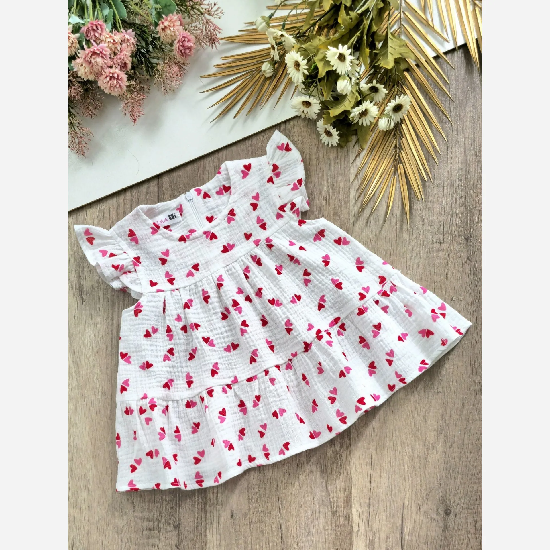 سارافون دخترانه موسلین خنک و لطیف سایز 12 تا 36 ماه
