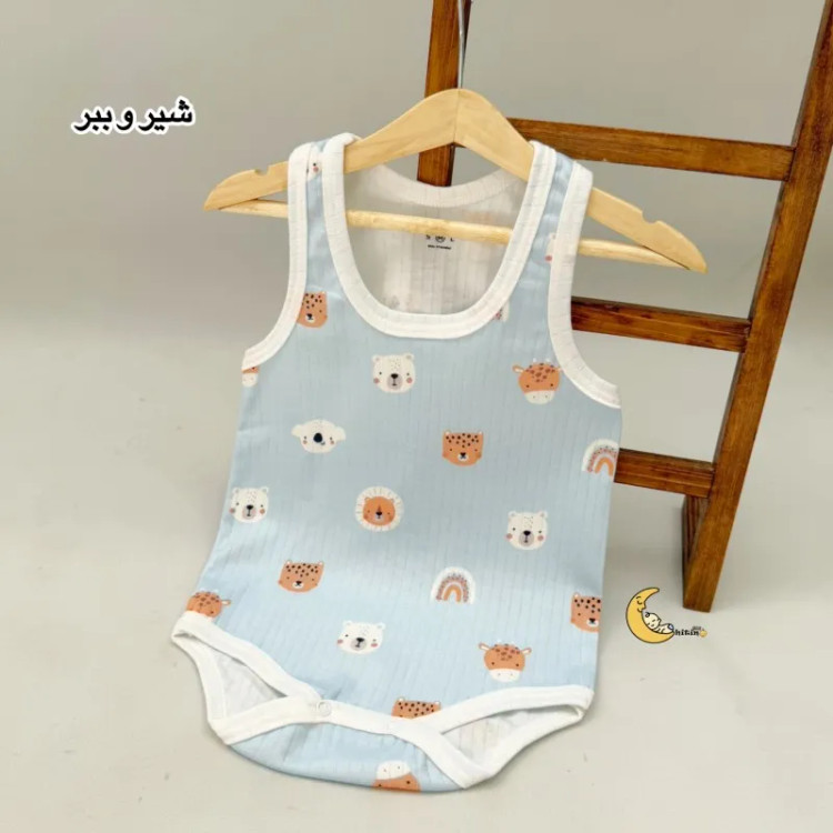 بادی رکابی زیردکمه نوزاد و کودک کوالا کیدز جنس نخ پنبه کبریتی