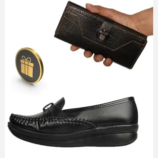 ست کفش طبی زنانه دکتر عبدی به همراه کیف پول سه لت و جاکلیدی چرمی