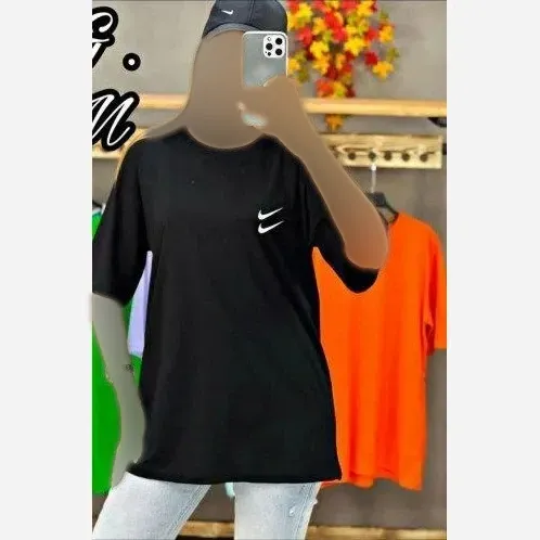 تیشرت لانگ لش طرح دو نایک جنس سوپر پنبه مشکی