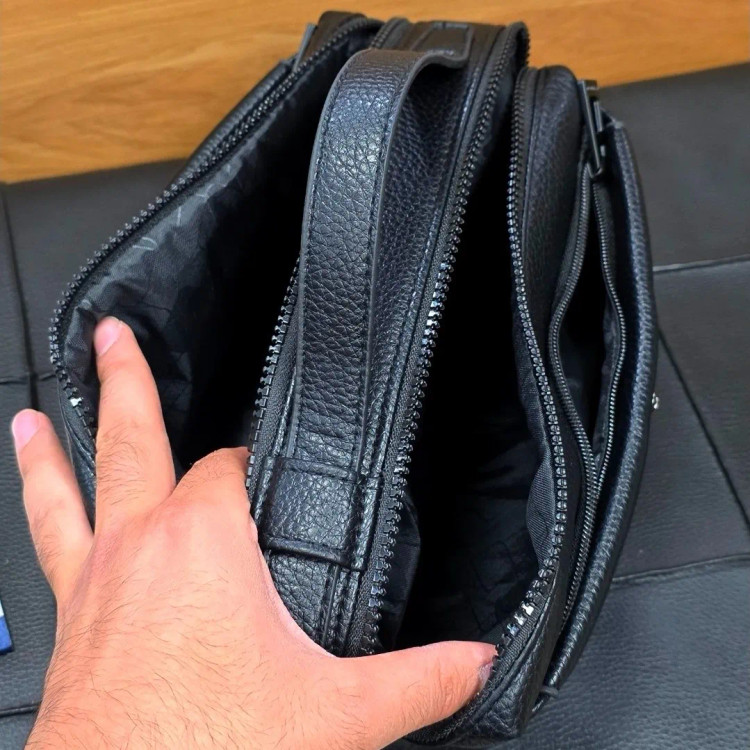 کیف دستی دوحالته چرم وارداتی مونت بلانک مدل دبل فیس 4 زیپ