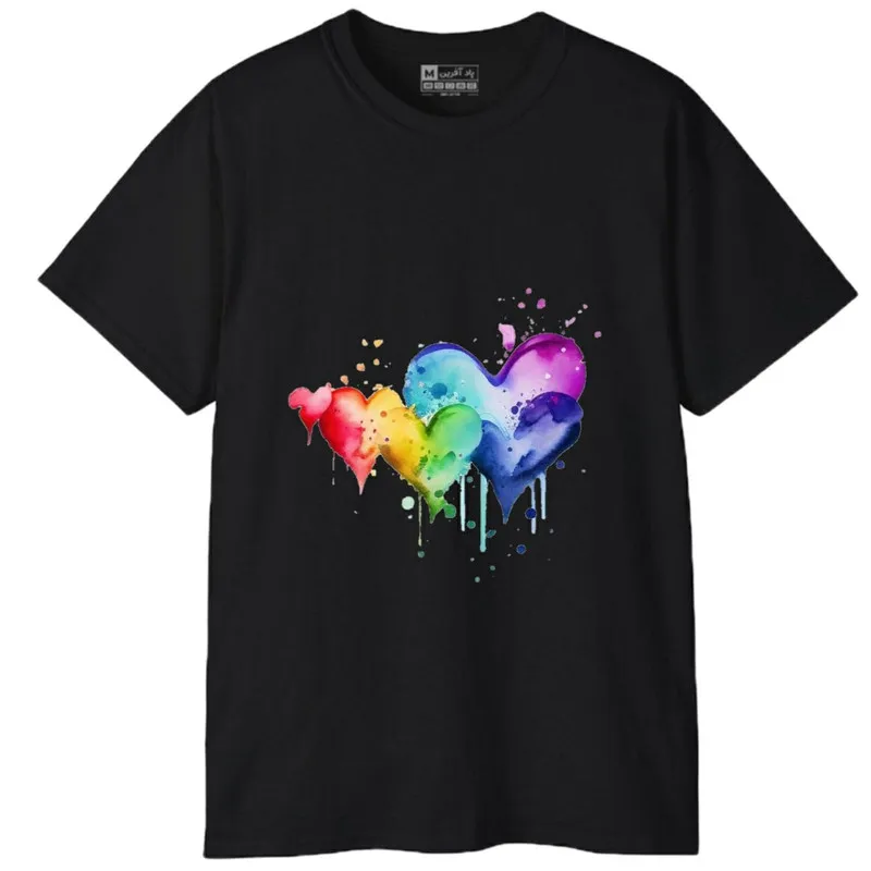 تیشرت آستین کوتاه مردانه پاد آفرین مدل قلب کد 1827 جنس نخ پلی استر