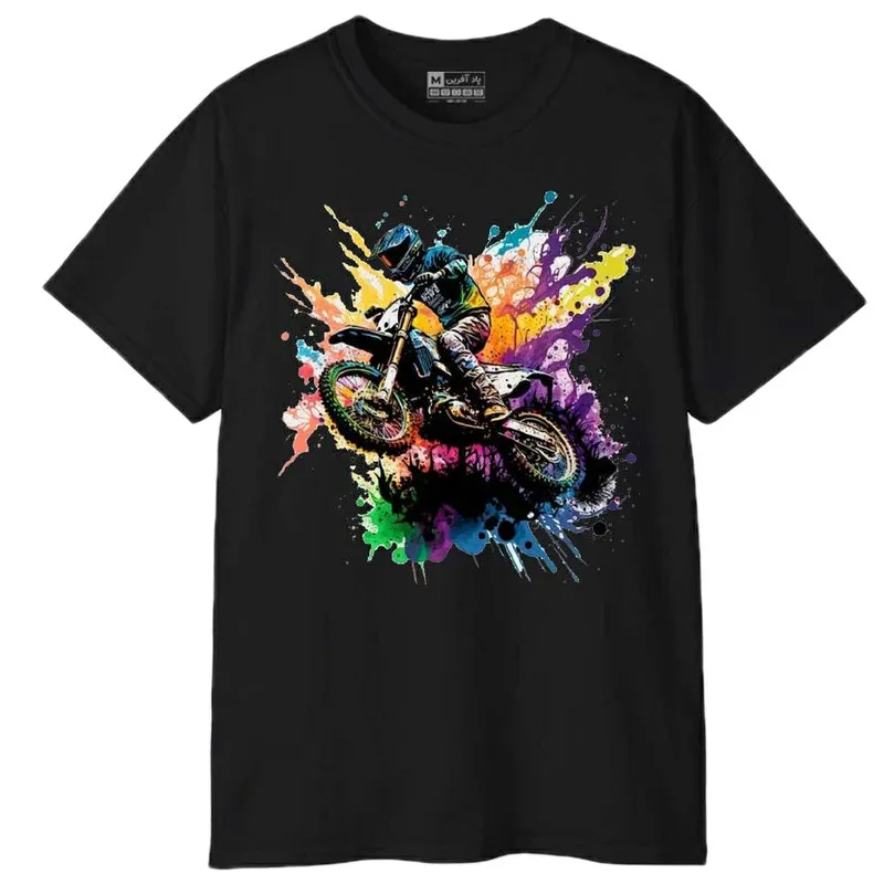 تیشرت آستین کوتاه مردانه پاد آفرین مدل موتورسوار طرح چاپ کد 1719