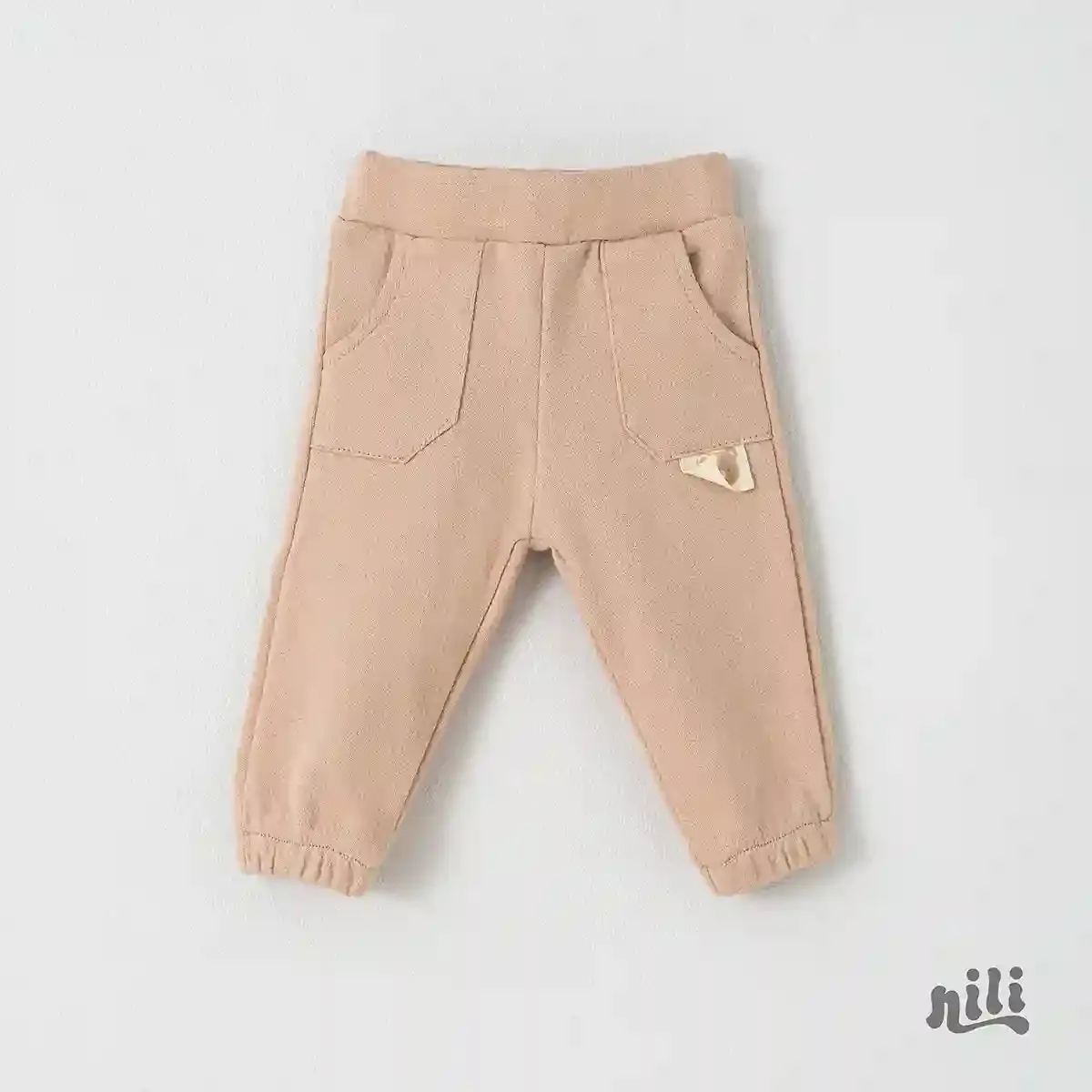 شلوار ساده بیسکوئیتی خرس کارامل نخ پنبه ضد حساسیت