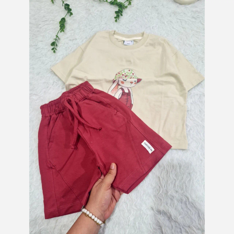 ست تیشرت شلوارک دخترانه طرح خرگوش بانی پنبه دورس