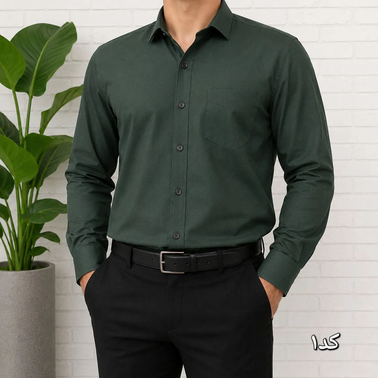 پیراهن آستین بلند مردانه پارچه کجراه و سوزنی نخی سایز L تا 2XL