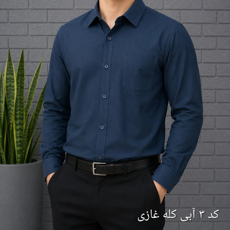 پیراهن آستین بلند مردانه بنگال کشی قواره اندامی رنگ ثابت