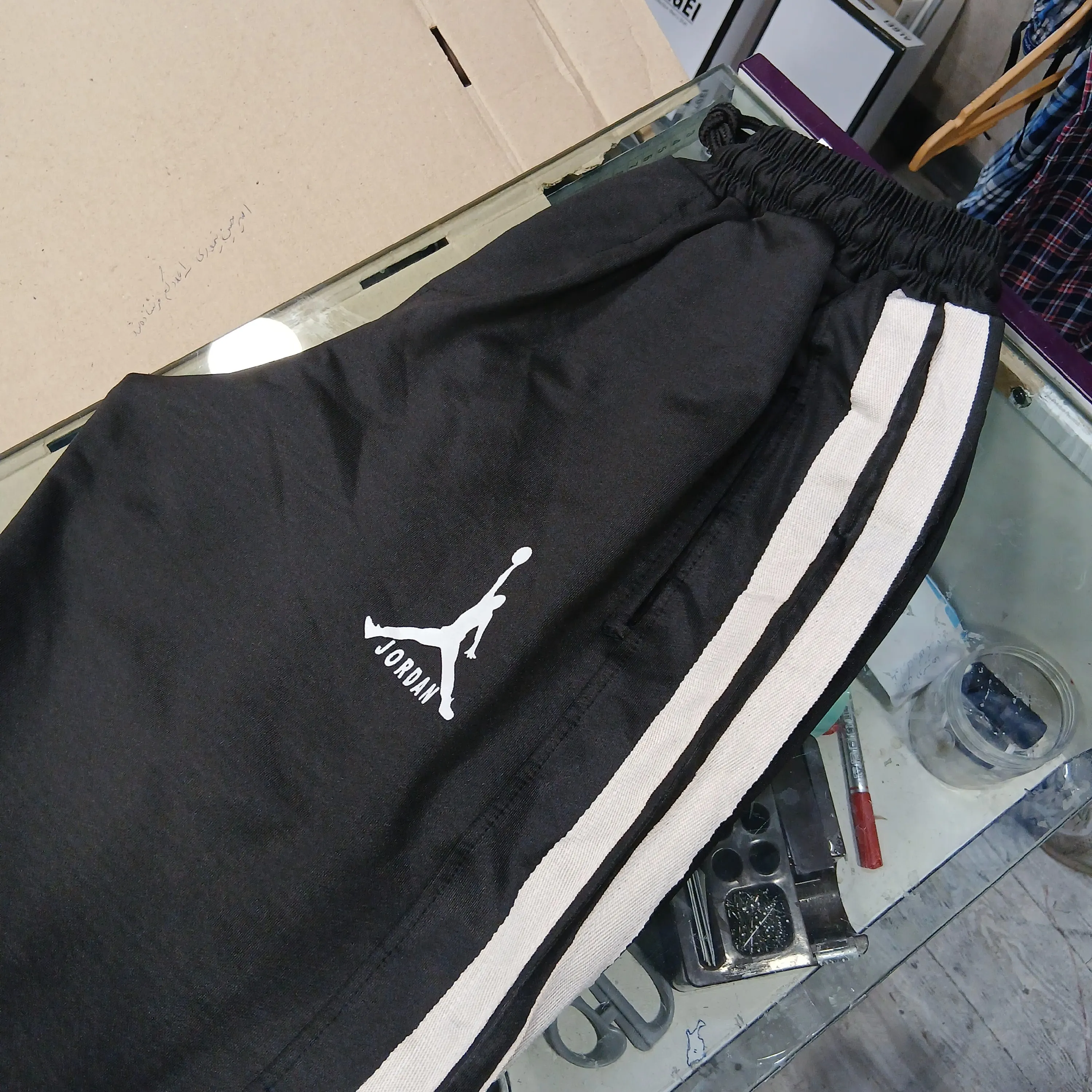 شلوار اسلش مردانه نیم بگ مشکی جنس فلامنت سایز 2XL و 3XL