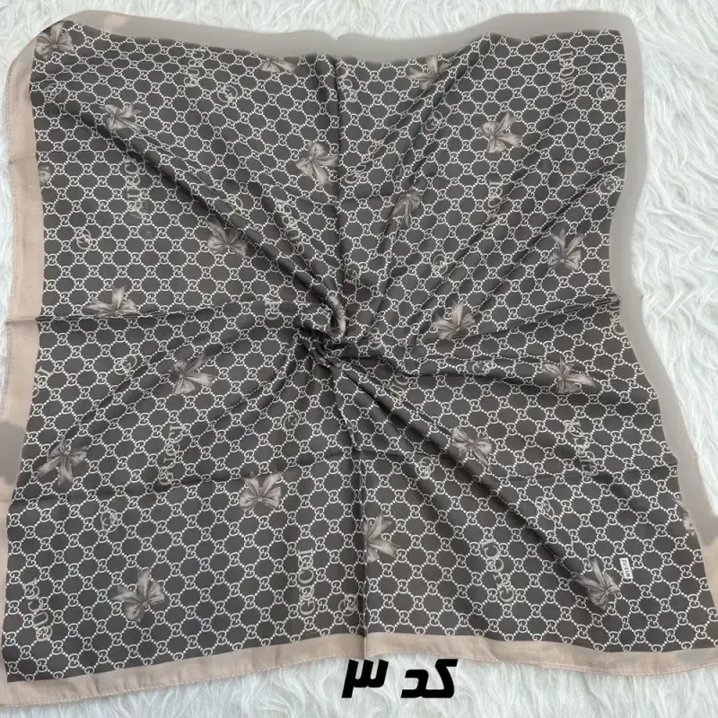 مینی اسکارف قهوهای نخ طرحبندی 65×65 سانتیمتر بدون آبرفت و رنگ رفت