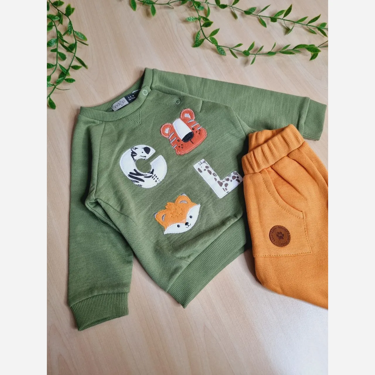 ست بلوز شلوار نوزادی پاییزه ایندیگو طرح cool animal سایز 3 تا 18 ماه