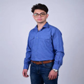 پیراهن مردانه آستین بلند چهارخانه تترون و ویسکوز دوجیب رگولار فیت