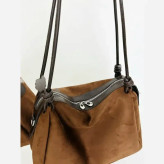 کیف مایا چارم دار ترکیب صابونی و جیر رنگ قهوه ای